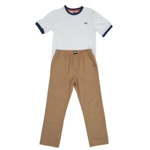 DKNY Boys White & Tan T-Shirt And Pants Set Size 6. NWOT